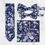 Handmade Wedding Tie In Navy And Purple Floral Print, thumbnail 1 of 8