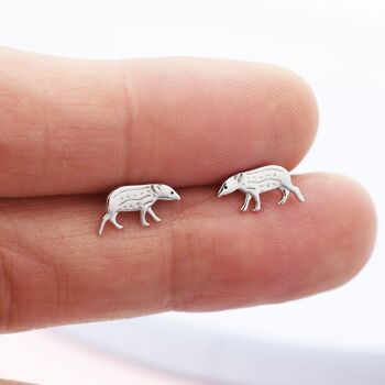 Extra Tiny Baby Tapir Stud Earrings In Sterling Silver, 4 of 12