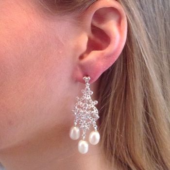 Pearl Earrings Wedding Earrings, 2 of 3