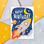Kids Rocket Birthday Card – Have A Blast, Fun Space Greeting With Rocket Launch For Children, thumbnail 1 of 3
