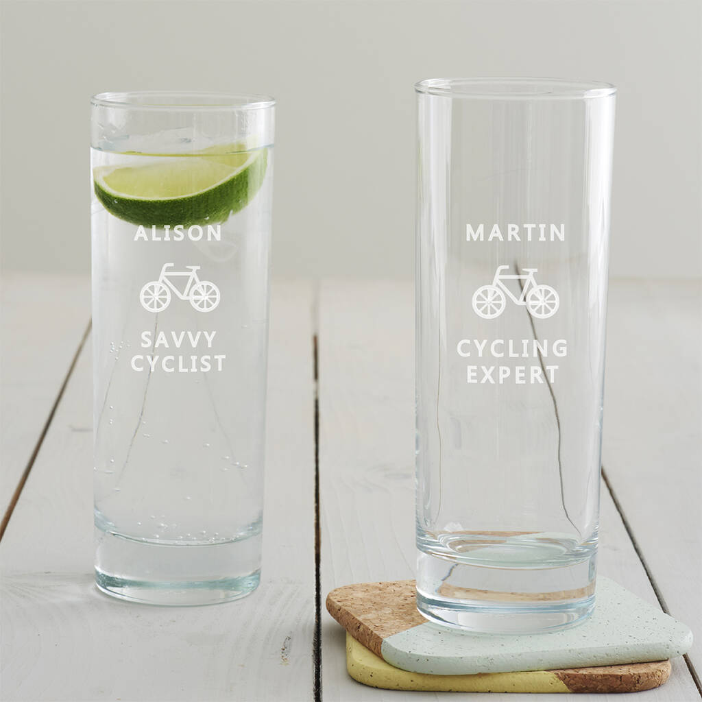 Personalised Cycling Glass By Becky Broome