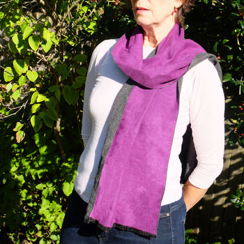 Scarf Fuchsia / Grey Double Sided Soft And Warm, 3 of 8