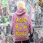 Acid House Unisex 90s Style Graphic Hoodie In Purple, thumbnail 1 of 6