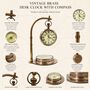 Vintage Nautical Hanging Desk Clock With Compass Base, thumbnail 3 of 12