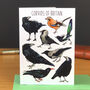 Corvids Of Britain Art Blank Greeting Card, thumbnail 1 of 5