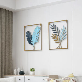 Subtle Soft Shades Of Blue And Gold Wall Art Decor, 8 of 11