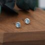 Sterling Silver Genuine Aquamarine Bezel Stud Earrings, thumbnail 7 of 12