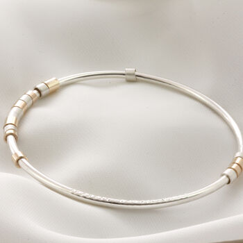 Silver And 9ct Gold Secret Message Bangle, 2 of 4