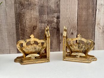 Gold Crown Bookends Regal King And Queen Ornaments Gifts, 3 of 8