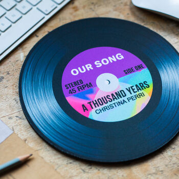 Personalised 'Our Song' Vinyl Record Mouse Mat, 6 of 12