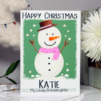 Personalised Snowman Christmas Card, 5 of 12