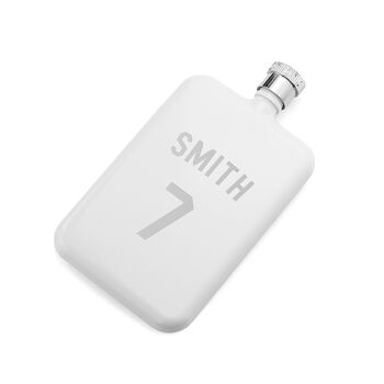 Personalised White Slimline Football Shirt Hip Flask, 4 of 5