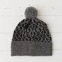 Lambswool Knitted Leopard Pom Pom Hat, thumbnail 8 of 12