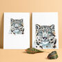 Inky Snow Leopard Illustration Print Supporting Conservation, thumbnail 5 of 8