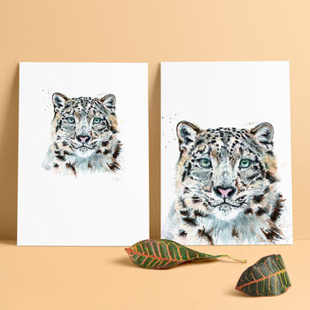 Inky Snow Leopard Illustration Print Supporting Conservation, 5 of 8