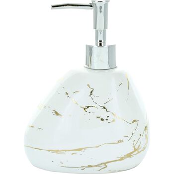 Five Pieces White And Gold Marble Bath Accessory Set, 5 of 8