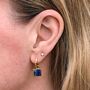 The Square Lapis Lazuli Earrings, Gold Plated, thumbnail 4 of 7