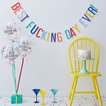 Best Fucking Day Ever Banner Bunting And Balloons Kit, 3 of 3