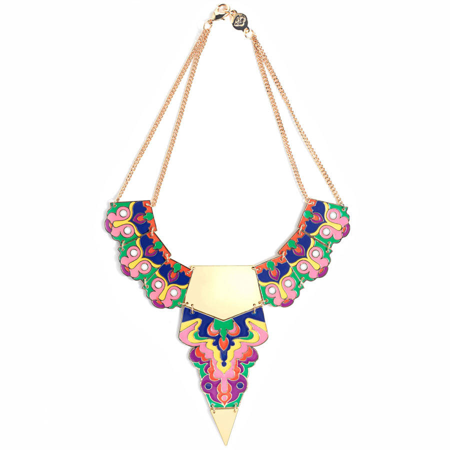 enamelled breastplate necklace by me & zena