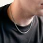 Men's Silver Matte Cuban Chain Stainless Steel Necklace 4mm, thumbnail 4 of 12