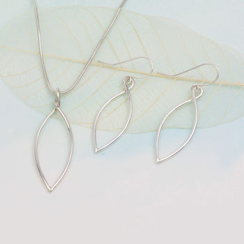 Handmade Sterling Silver Leaf Outline Earrings, 3 of 5