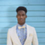 Mens Beige Gingham Print Pocket Square, thumbnail 6 of 12