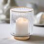 Glass Votive Candle Holder With Gold Rim 10cm, thumbnail 1 of 3