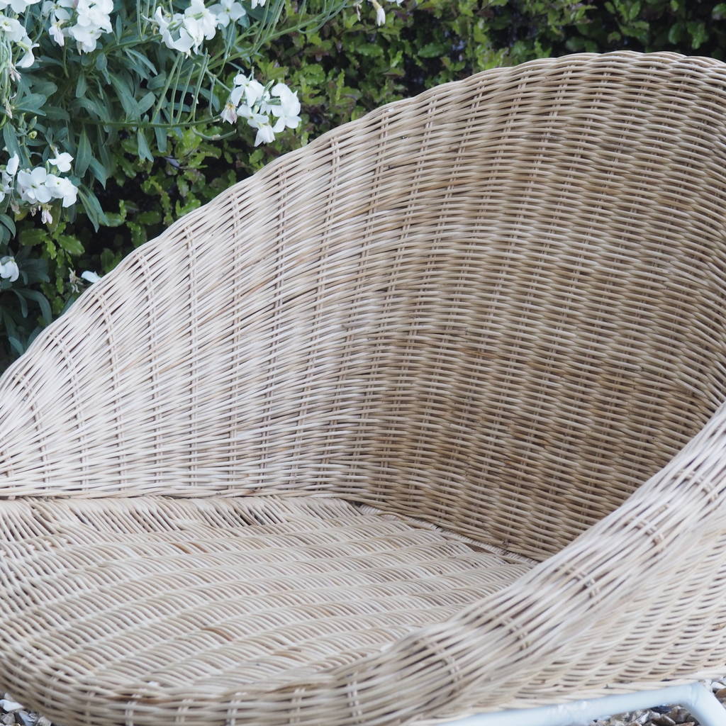 Wicker Tub Chair With White Metal Legs By Za Za Homes