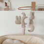 Micro Boucle Bunny And Moon Mobile Beige Nursery Decor, thumbnail 1 of 5