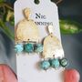 'Titans Gaia' Turquoise And Hand Beaten Brass Earrings, thumbnail 3 of 4