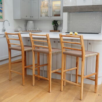 Wooden Bar Stool With Macrame Seat, 5 of 7