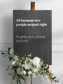 All Because Two People Swiped Right Wedding Vinyl Lettering For Mirrors And Signs, 2 of 6