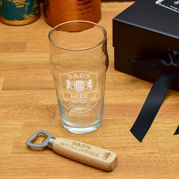 Gift Boxed Beer Label Pint Glass And Bottle Opener Set, 2 of 4