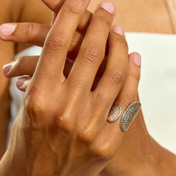 Sterling Silver Lucy Quartermaine Trendy Open Hula Ring, 2 of 4