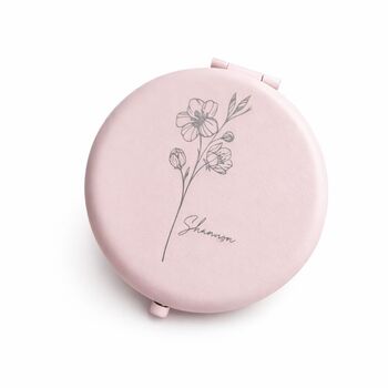 Personalised Engraved Pink Flower Pocket Mirror, 3 of 4