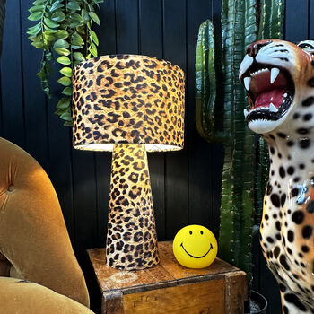 Portable Velvet Luxe Leopard Print Lamps, 9 of 9