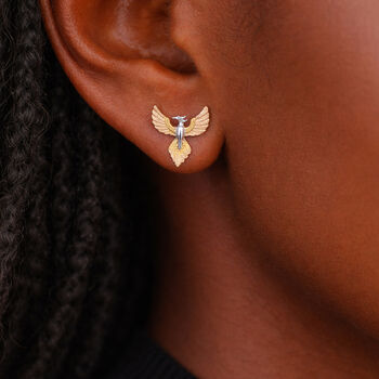 Sterling Silver And Gold Plated Phoenix Stud Earrings – 10mm, 2 of 4