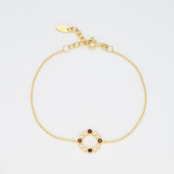 Round Garnet 18k Gold Plated Bracelet, 2 of 3