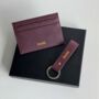 Personalised Embossed Saffiano Leather Card Holder And Keychain Gift Set, thumbnail 1 of 3