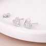 Sterling Silver Paw Print Heart Stud Earrings – 10mm, thumbnail 2 of 7