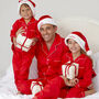 Personalised Matching Red Cotton Classic Christmas Pyjama For Dad And Child, thumbnail 1 of 5