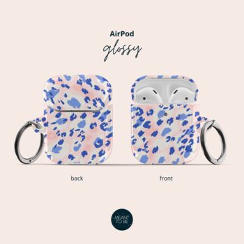 Blue Animal Print Air Pod Case Whith Keychain, 3 of 6