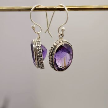 Purple Amethyst Sterling Silver Earrings, 3 of 7