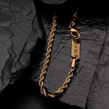 Gold Engravable 3mm Rope Bracelet Unisex, 3 of 12