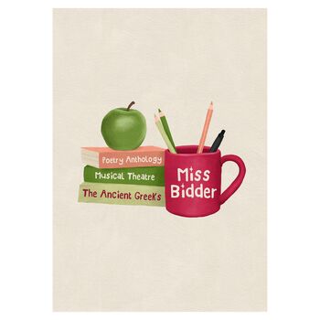 Personalised Books And Mug Teacher Print, 7 of 9