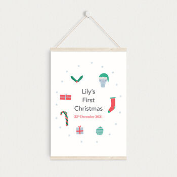 Personalised First Christmas Baby Print, 9 of 9
