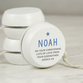 Personalised Blue Star Wooden Yoyo, 4 of 4