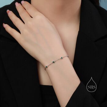 Emerald Green Cz Floating Bracelet Or Anklet, 7 of 11
