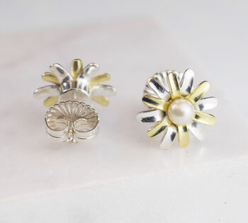 Handmade Daisy Pearl Flower Earrings, 5 of 5