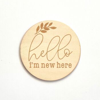 Wooden Baby Announcement Hello Engraved Sign, 4 of 9